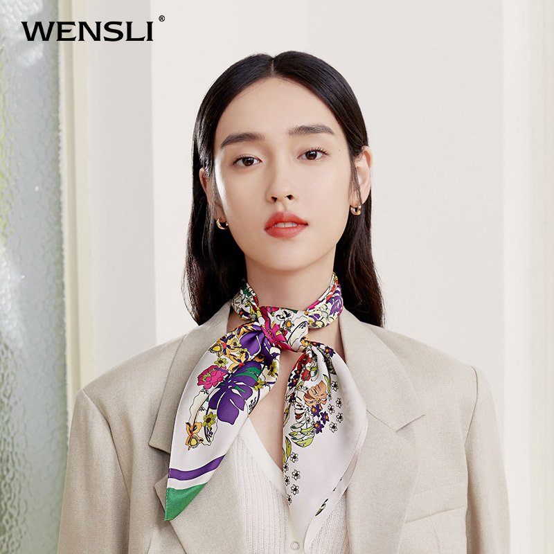Wensli/万事利双面印花中方巾-林花似锦