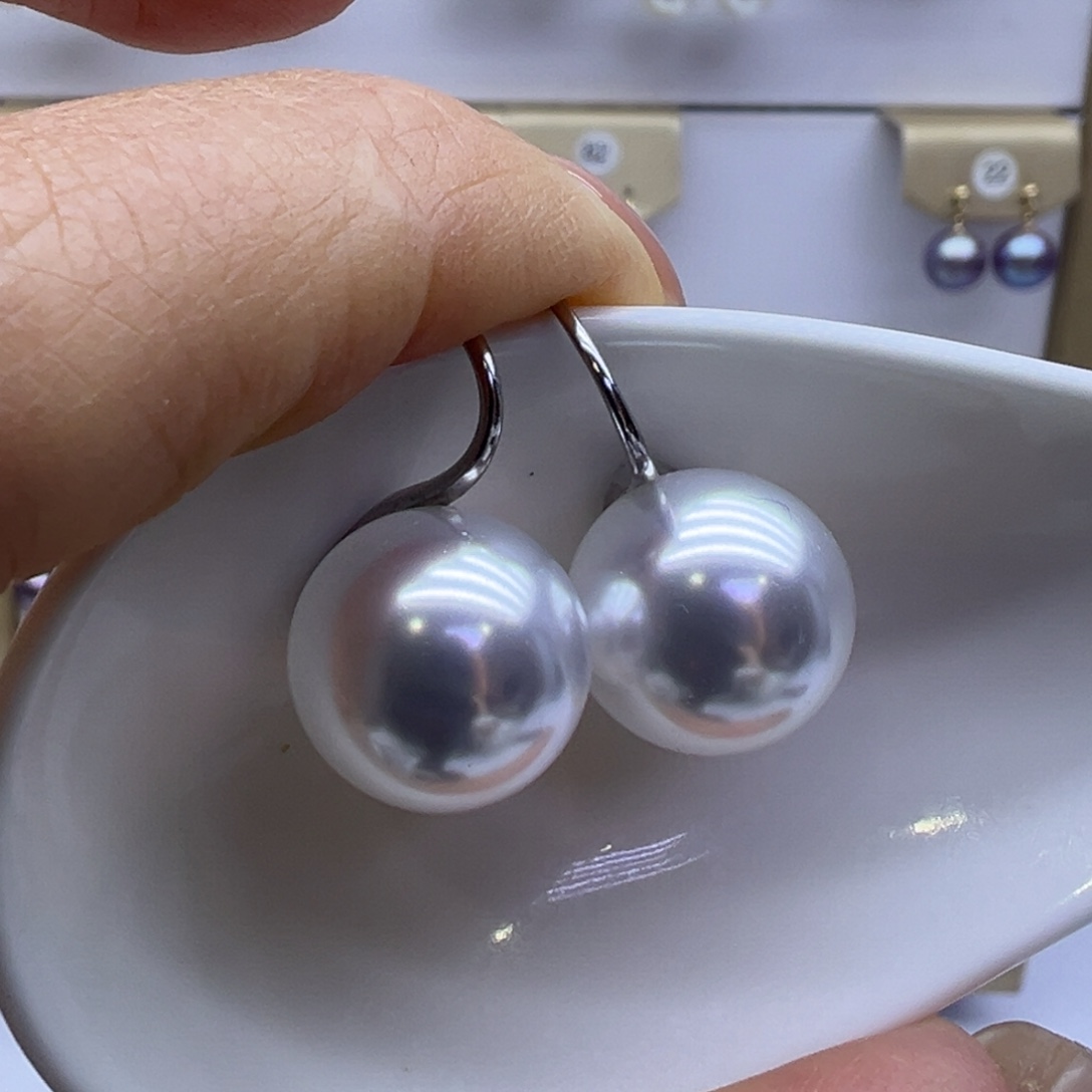 淡水珍珠耳饰银S925镶嵌