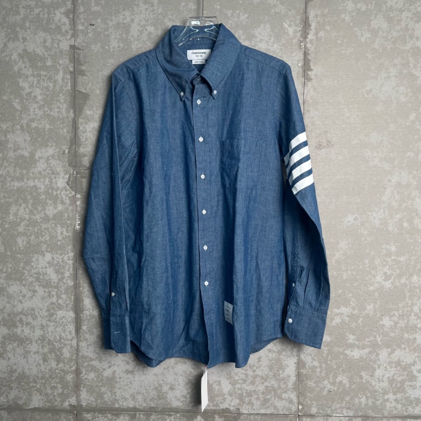未使用 THOMBROWNE 3*1/四条纹钱布雷经典长袖衬衫/18288