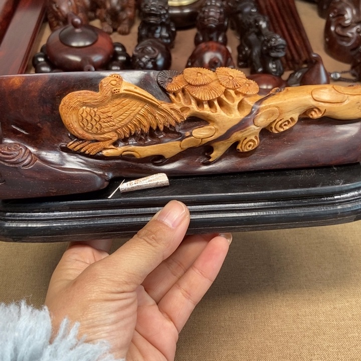 檀香紫檀（小叶紫檀）印度小叶紫檀（松鹤延年摆件）