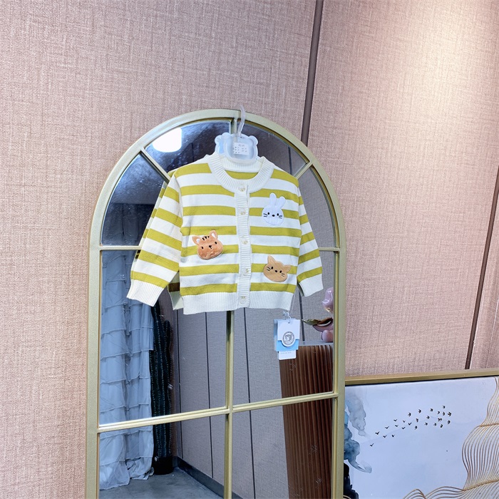 AB234   宝宝黄色拼接针织开衫毛衣