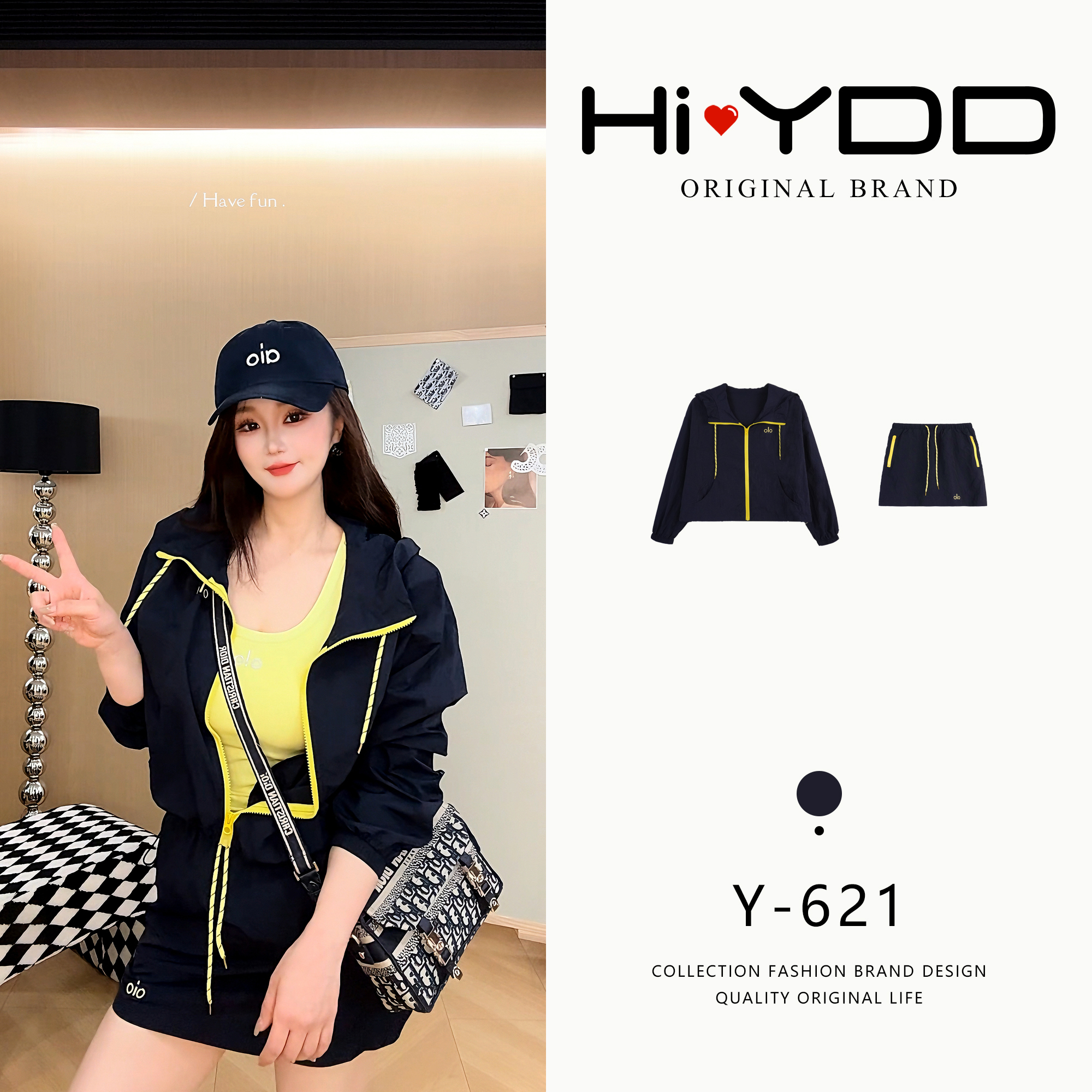 YDD•「Y-621」夏季新款运动时尚薄款翻领外套短裙百搭套装MJ-2523