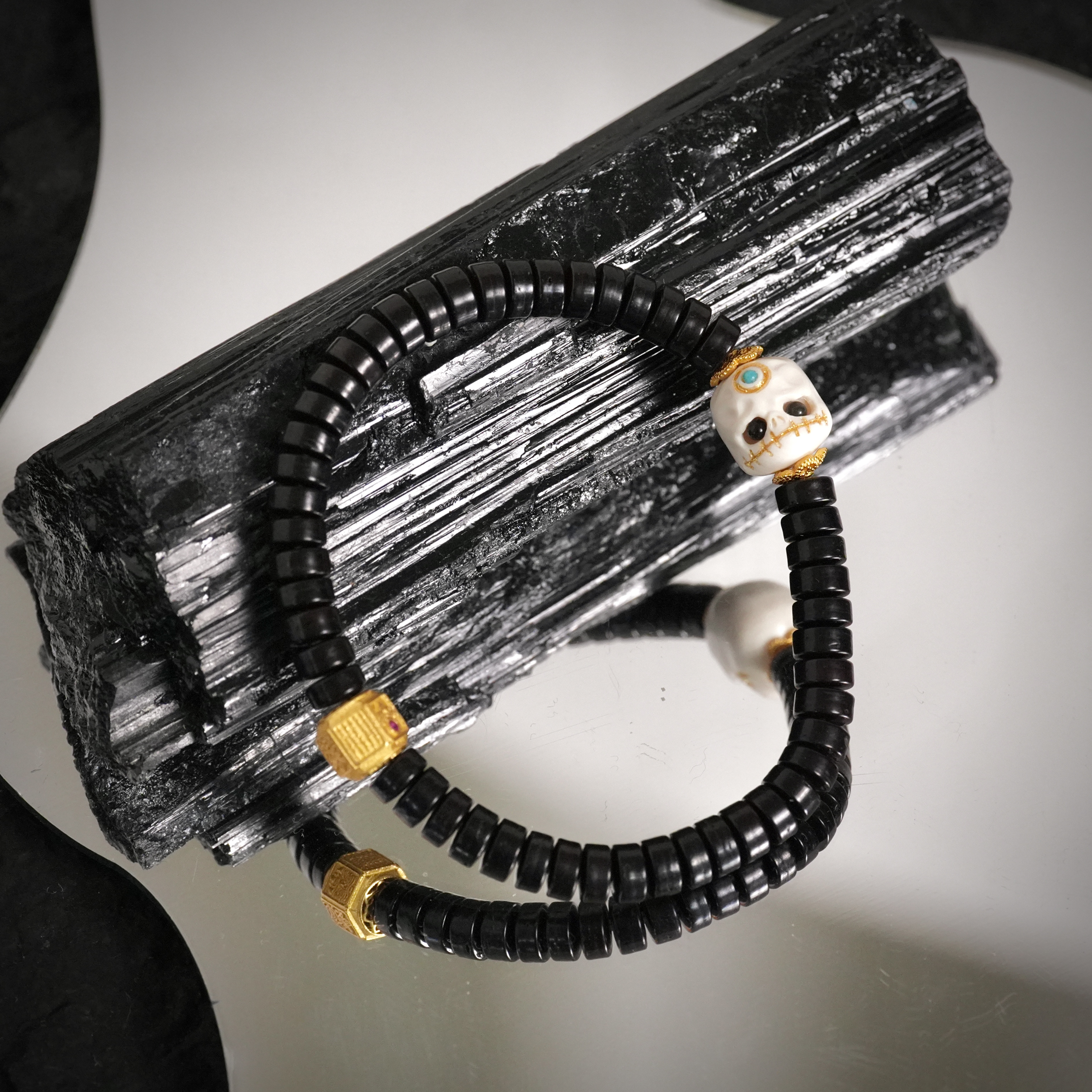 925银手链 【一生之石】属于自己的阿呆 手工雕刻珠药片手串 MNX