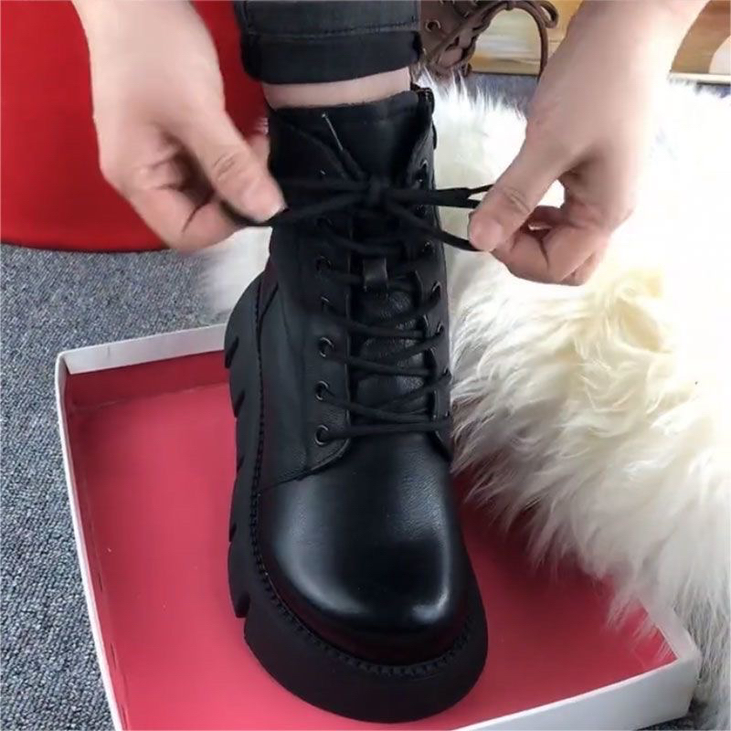 B02秋冬季马丁靴加绒保暖厚底短靴软底女雪地靴