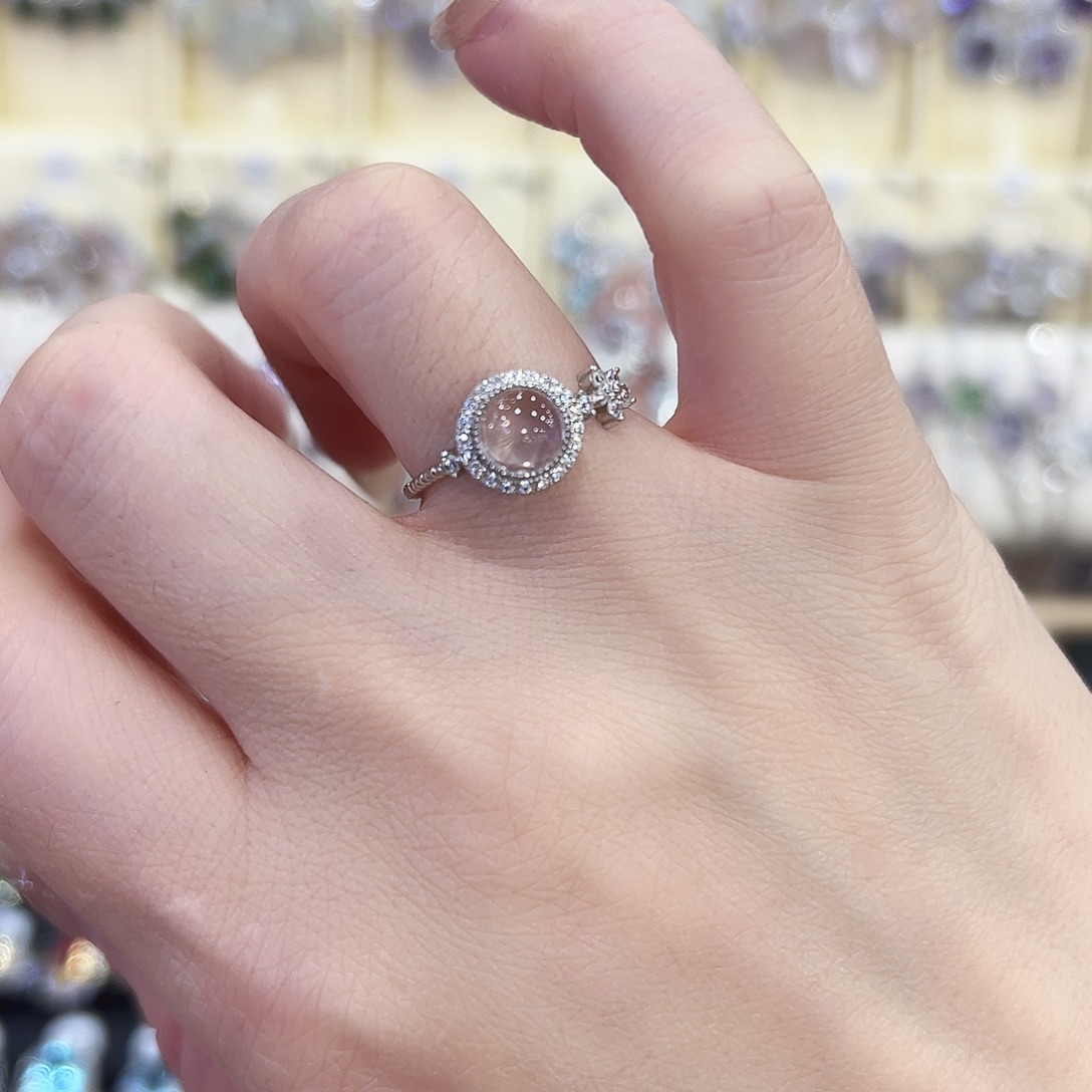 烟晶戒指银S925镶嵌