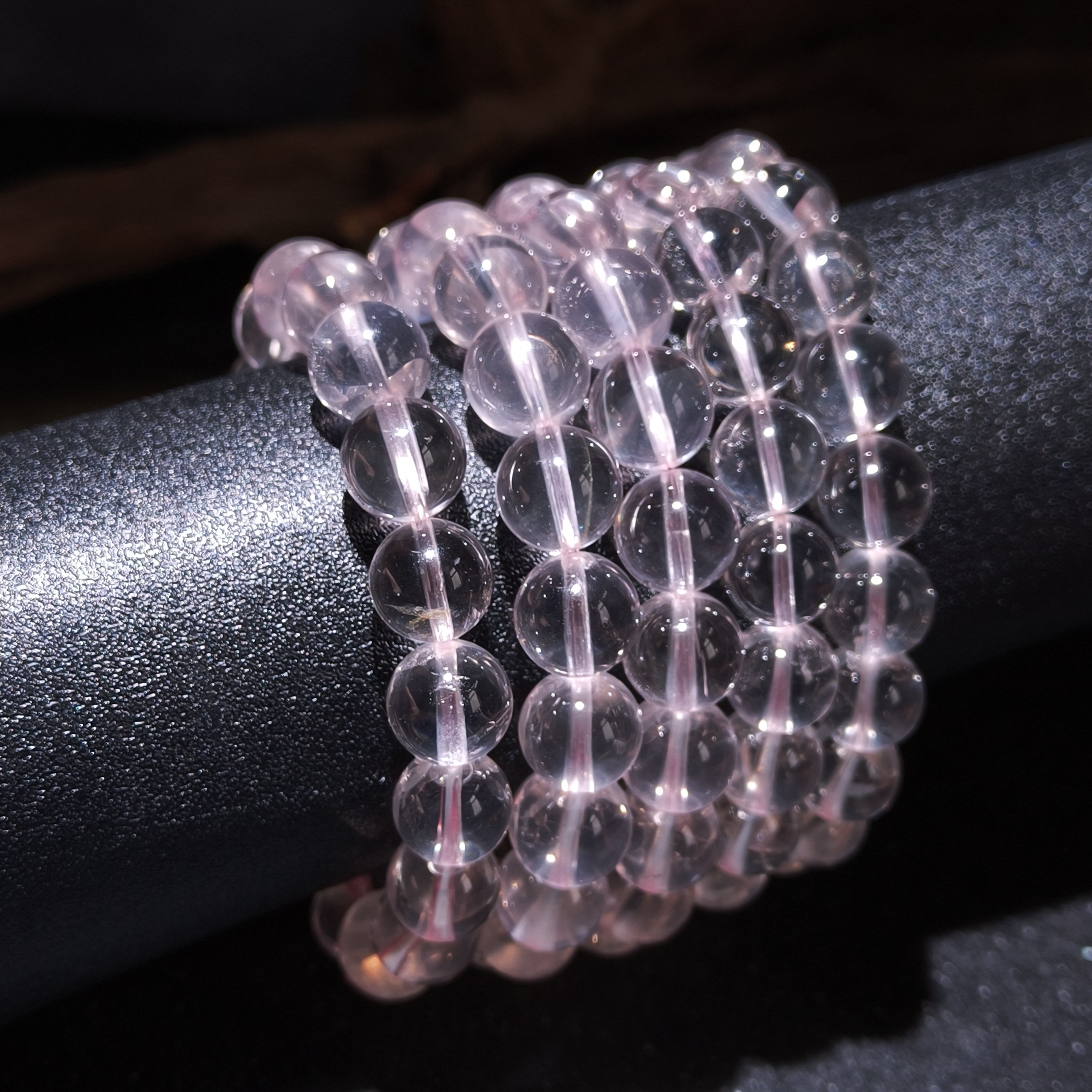【黑胖珠宝】H0650  全净体老矿粉水晶手链 多样性发其一