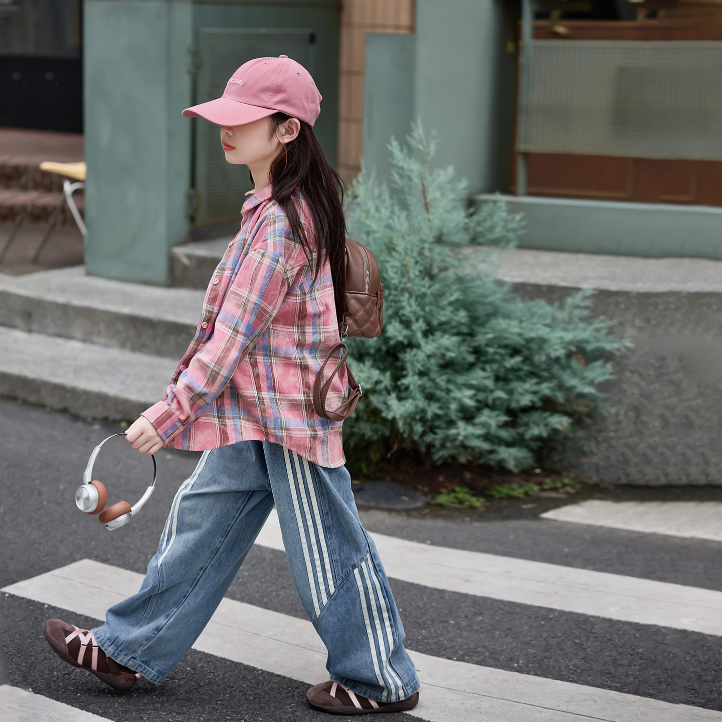 66公主童装女童衬衫春秋女孩长袖格子衬衣 25S196