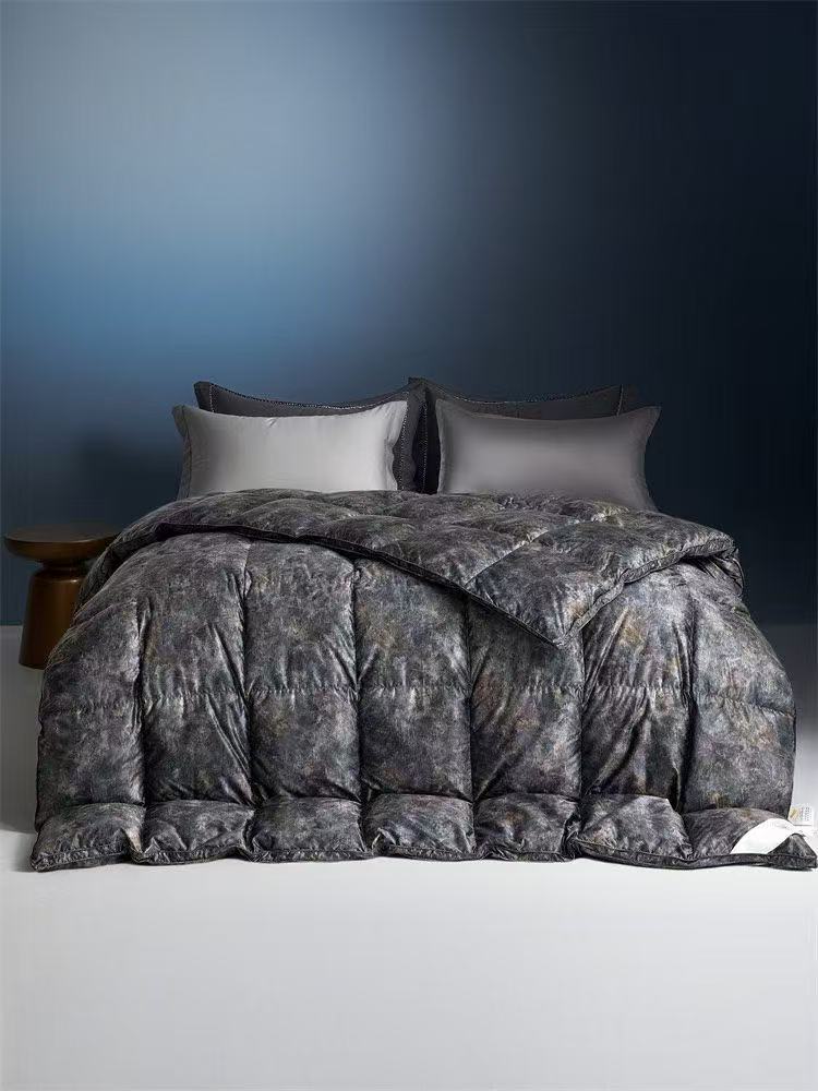 实体店同款轻奢鹅绒被加厚恒温保暖印花透气抗菌防螨立体羽绒被