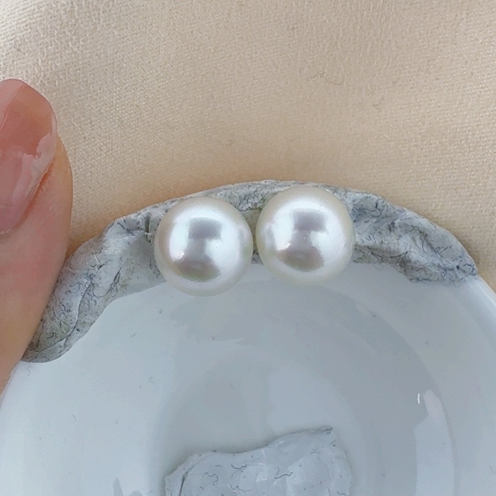 海水珍珠对珠未镶嵌小*将