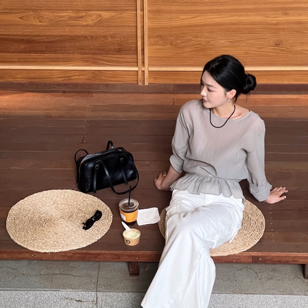 ASWEE防晒荷叶边系带小衫