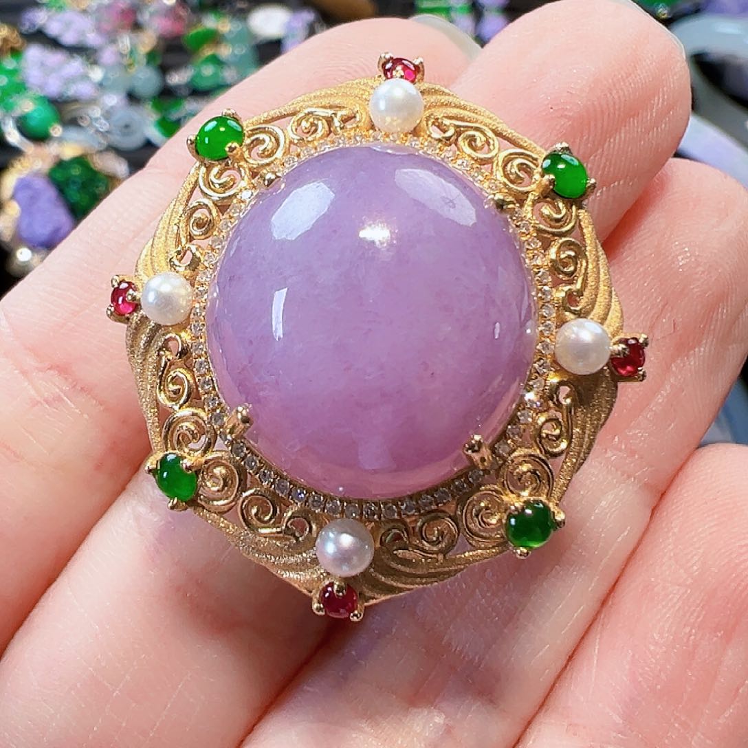 翡翠戒指18K金镶嵌签收后24小时鉴赏期