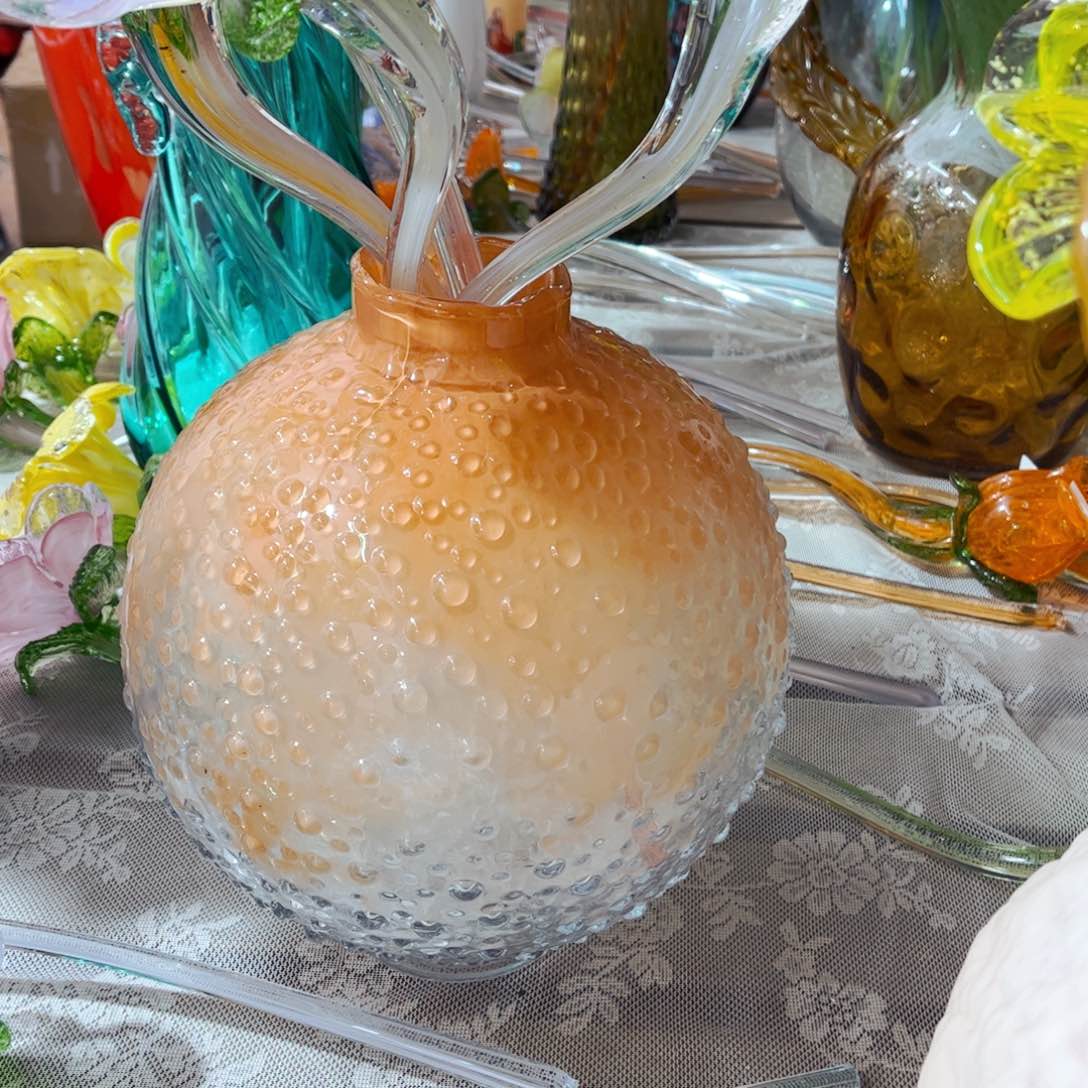 琉璃花好月圆约26高 花瓶摆件