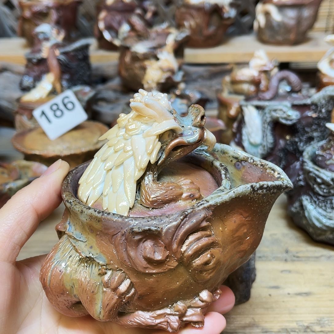 杯柴烧粗陶手捏宝瓶特价