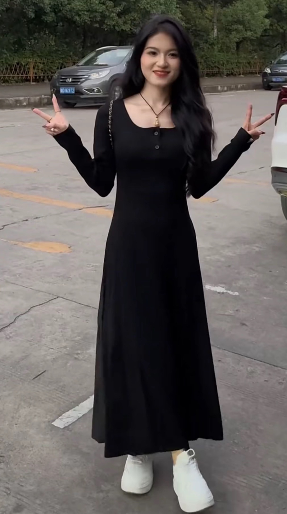 御姐风气质过膝自带胸垫长裙838一