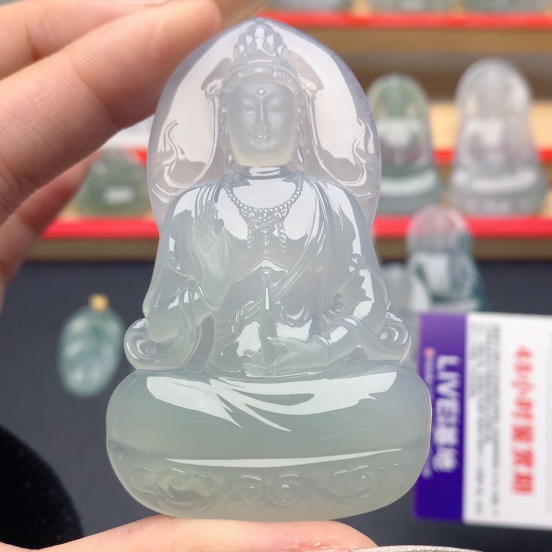 平***胤翡翠未镶嵌颈饰素衣观音