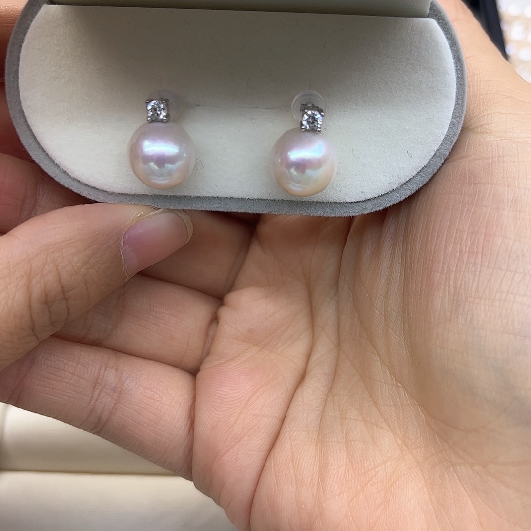 淡水珍珠耳饰银S925镶嵌