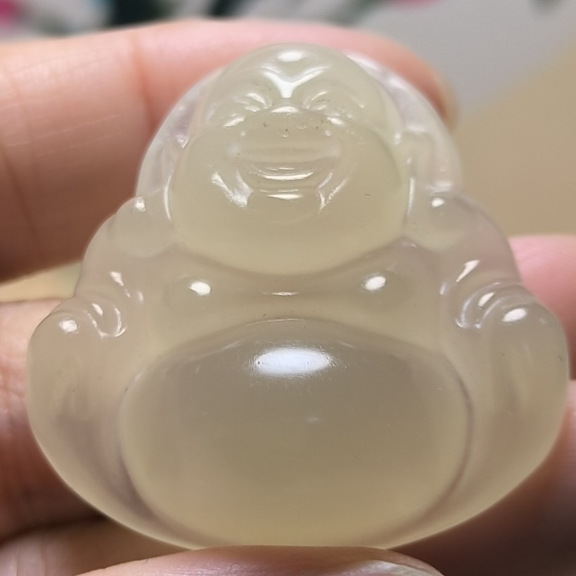 天然岫玉精品高冰大肚玉佛公吊坠挂件（多样性发其一）