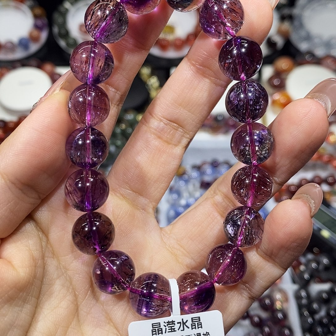 水晶未镶嵌手串金沙紫超七11