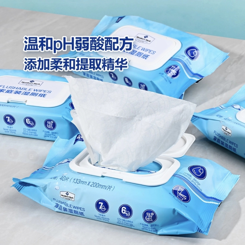 Members Mark家庭装湿厕纸10包40片卫生湿厕纸【京东顺丰】