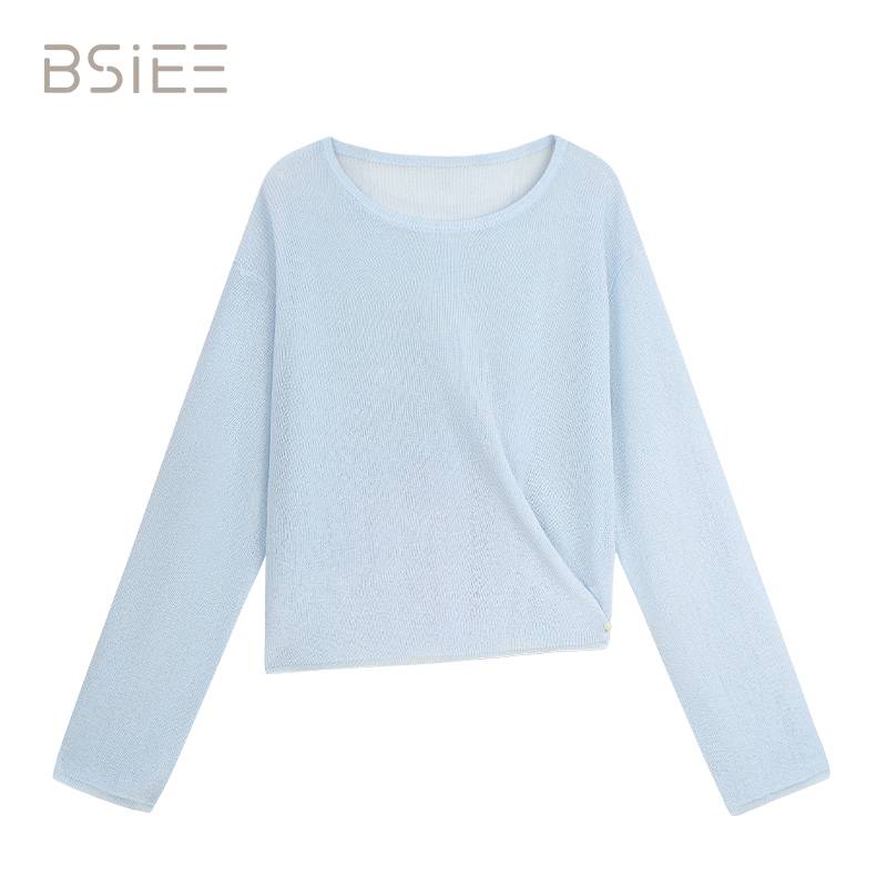 BSIEE/本涩长袖气质休闲侧扣套头毛衣