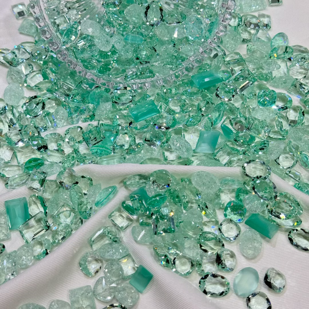 【贵彩】新色 薄荷冰绿 10mm以上 超闪 人造玻璃水晶diy美甲钻