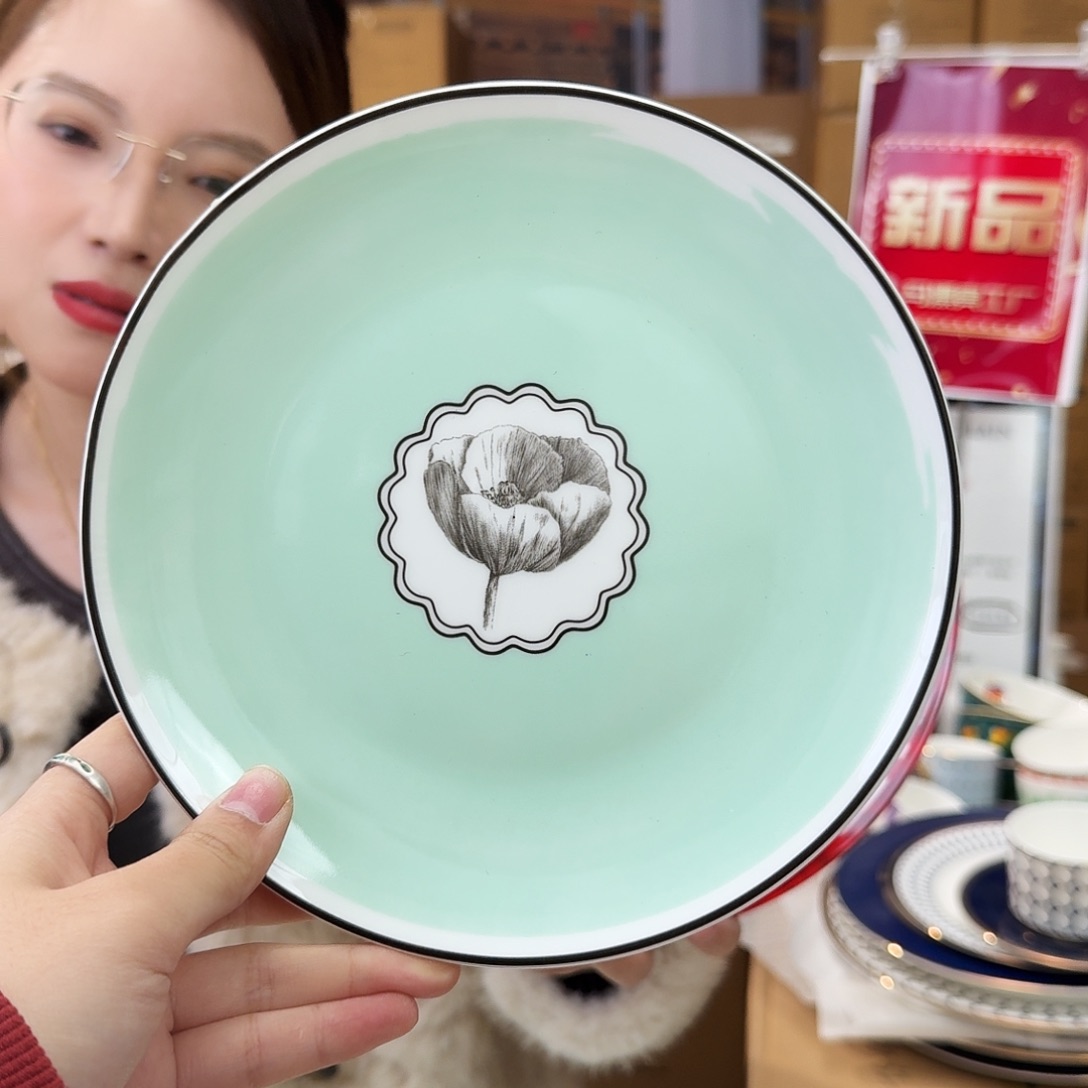 骨瓷高骨骨瓷8英寸20cm平盘一只外贸骨瓷