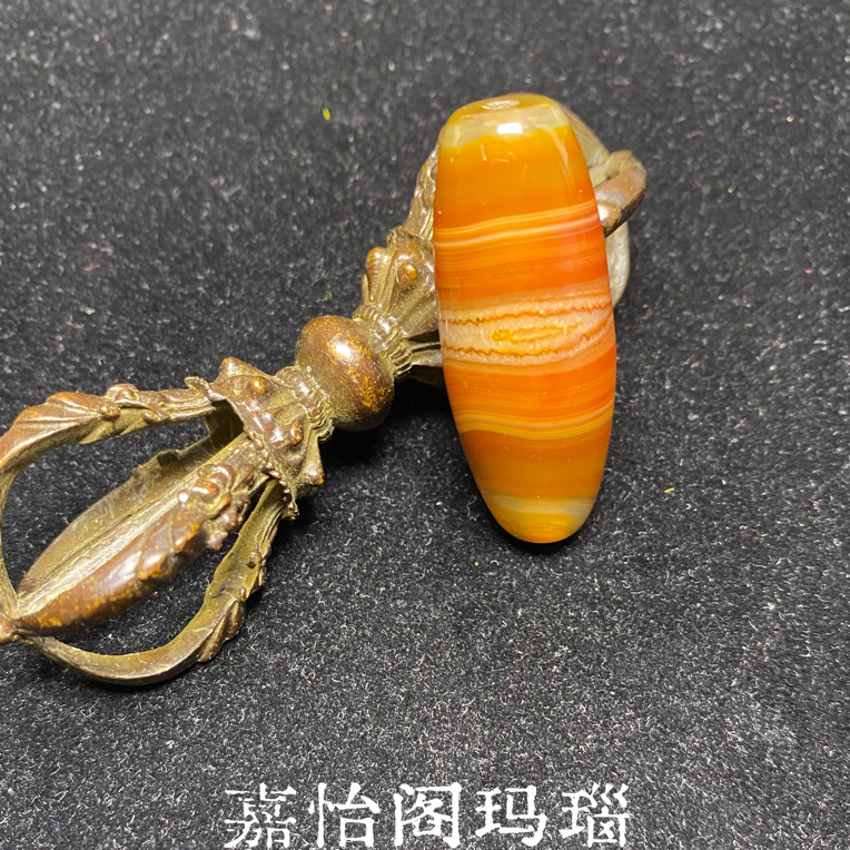 【嘉怡阁玛瑙】精品缠丝玛瑙大勒子桶珠裸珠不带绳。尺寸43.9×16.4