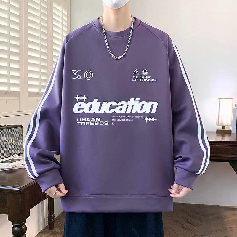 2025长袖新款青少年圆领潮牌卫衣学生宽松帅百搭男孩韩版套头上衣