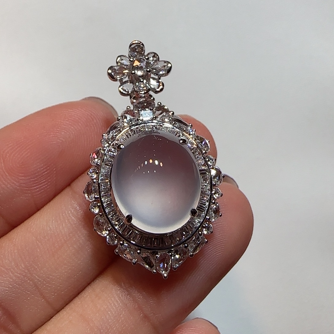 翡翠18K金镶嵌吊坠(不含链)蛋面