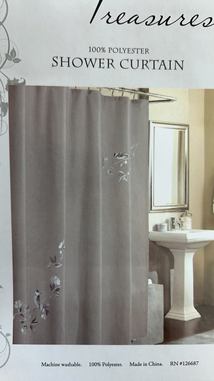 外贸～浴室刺绣窗帘180*180微瑕～A607