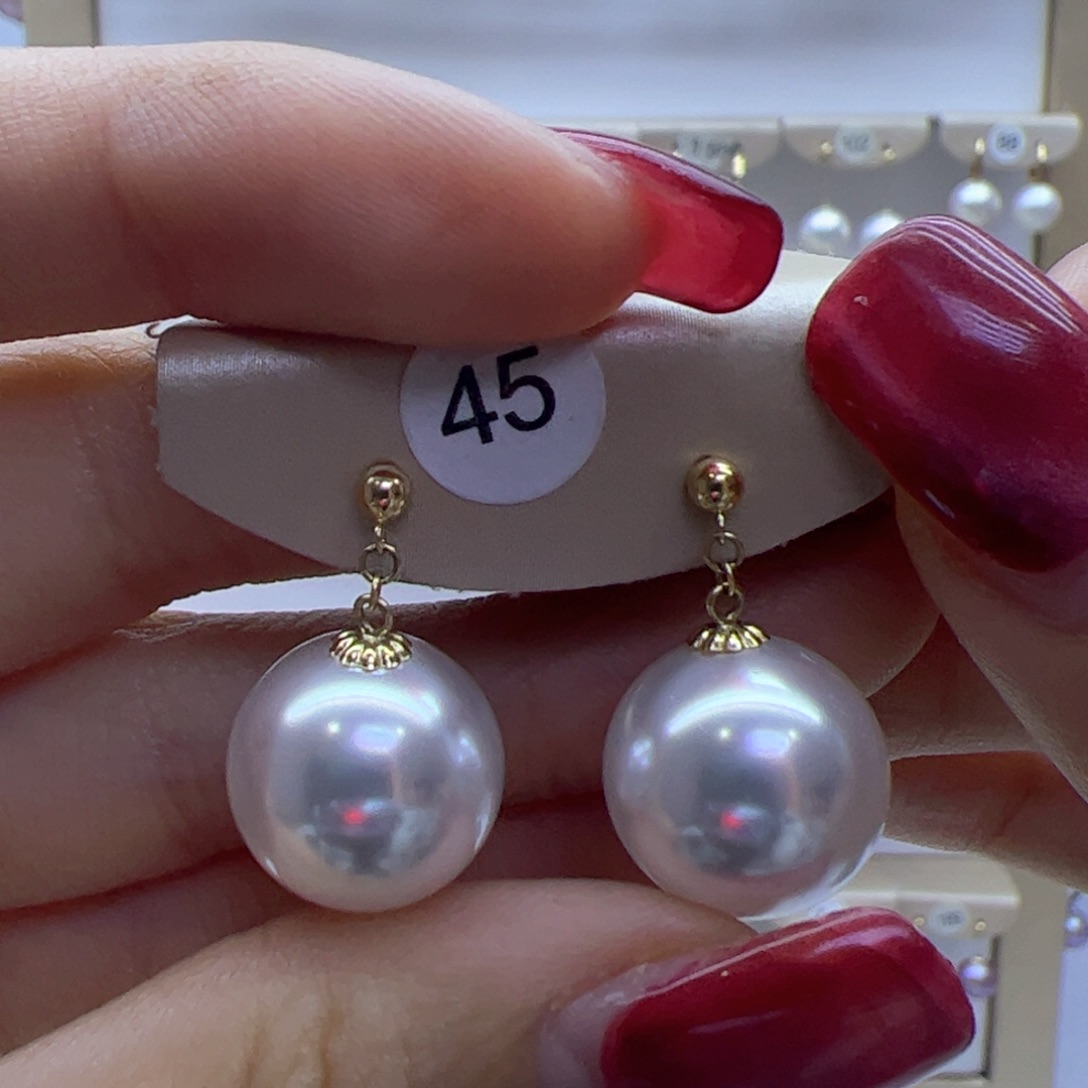 淡水珍珠耳饰18K金镶嵌