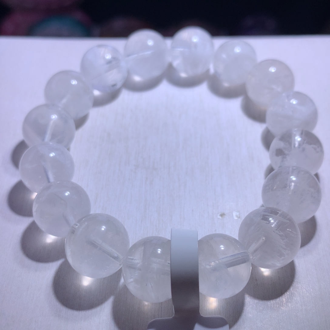 水晶手串银S925镶嵌雪花幽灵13.6m