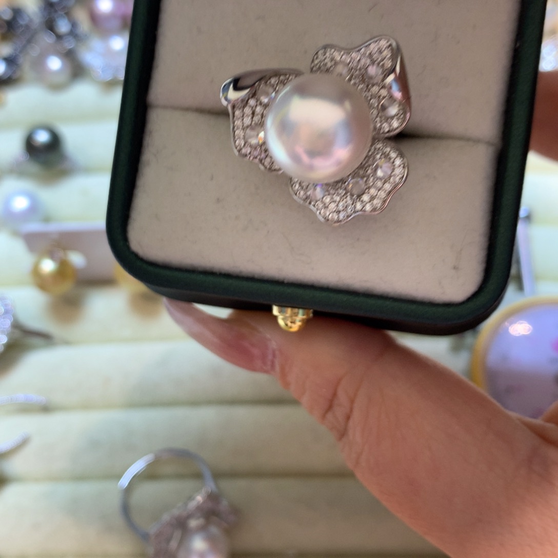 海水珍珠戒指银S925镶嵌