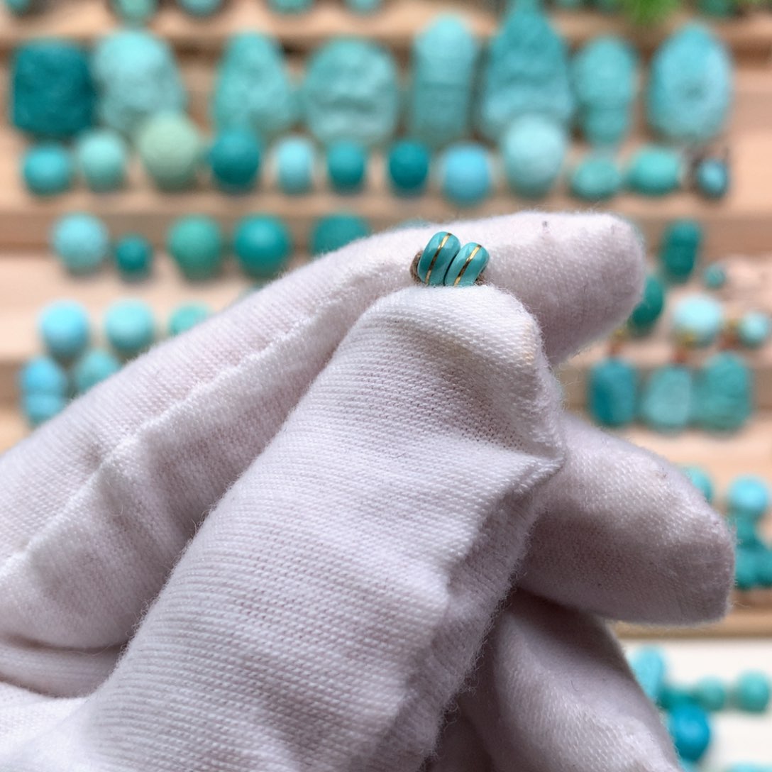 绿松石珠宝奇石18K金镶嵌绿松石隔片