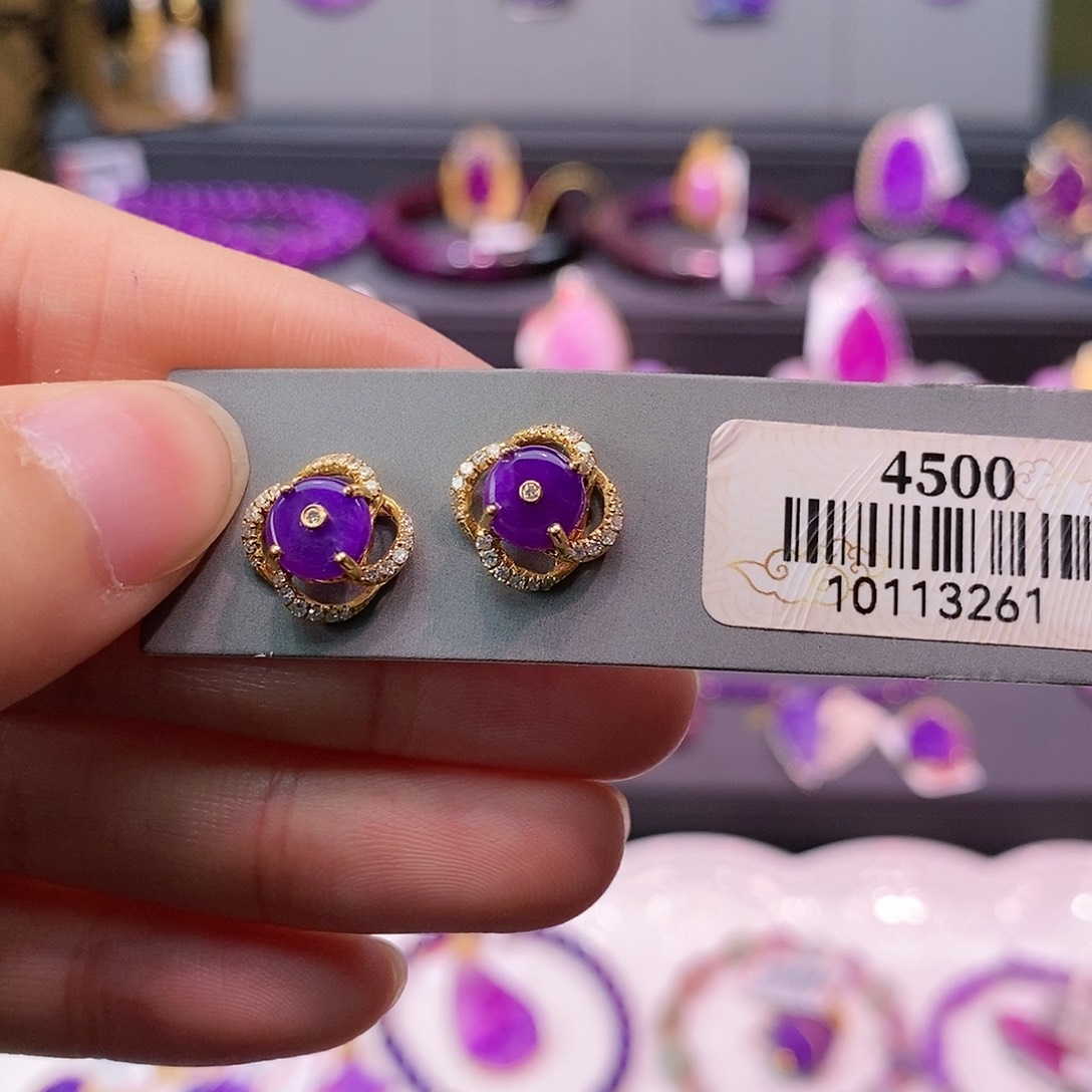 苏纪石（舒俱来）18K金镶嵌耳钉