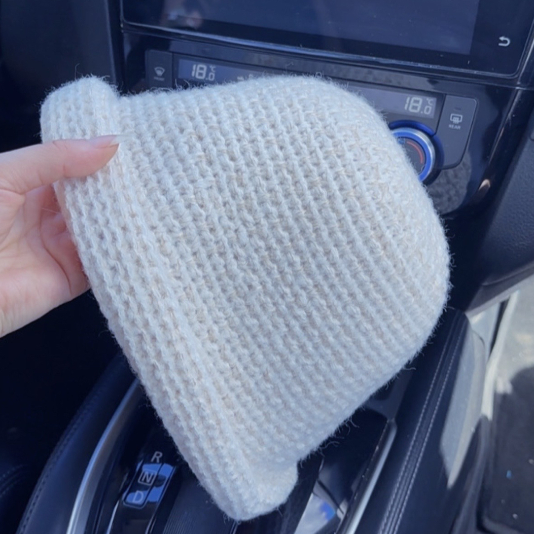 韩系新款秋冬保暖手工毛线渔夫帽子女卷边不规则前长后短针织盆帽