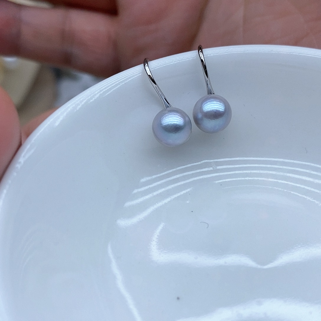 海水珍珠耳饰银S925镶嵌