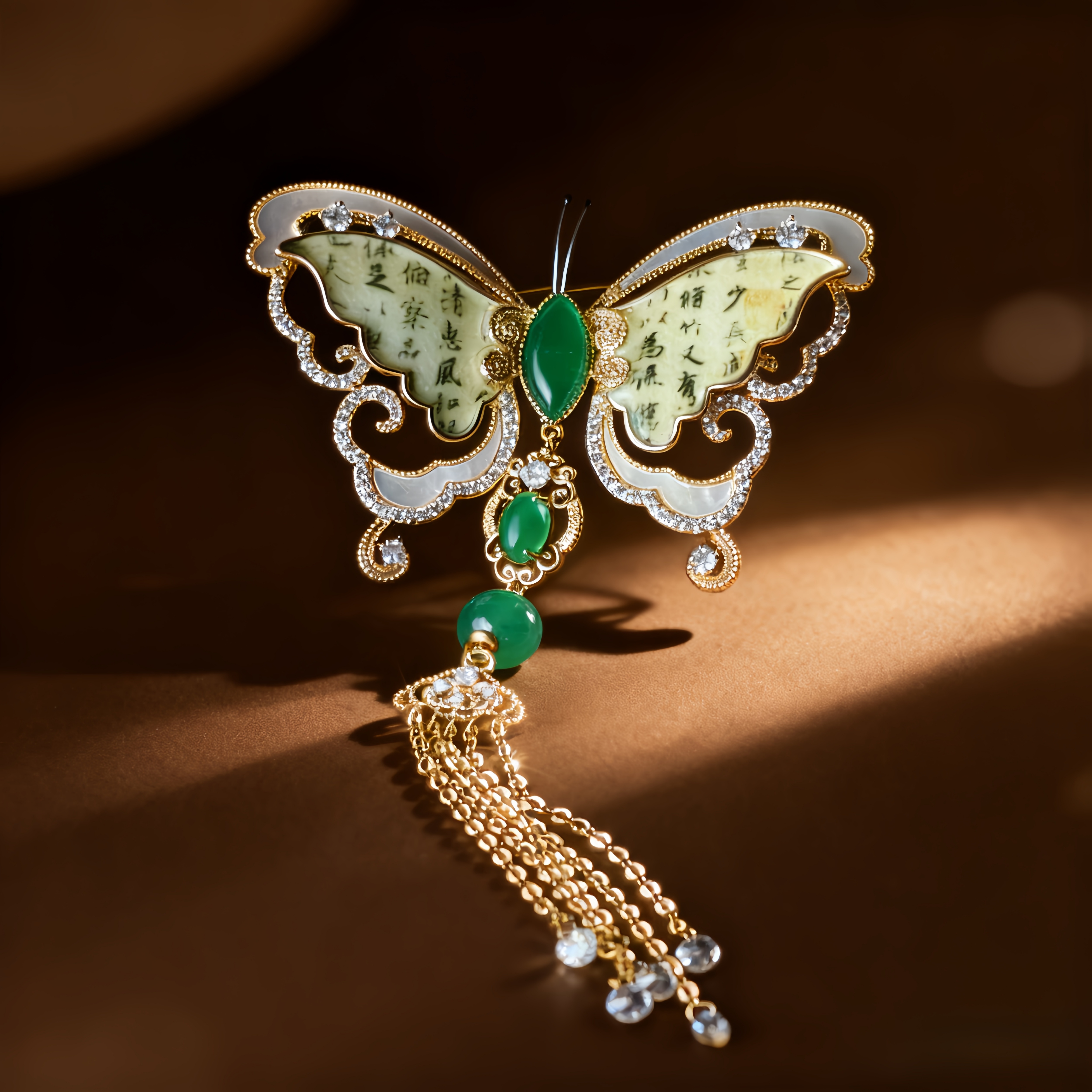 铜胸针 初雅PIN-国风系列【书蝶】新中式手工铜胸针