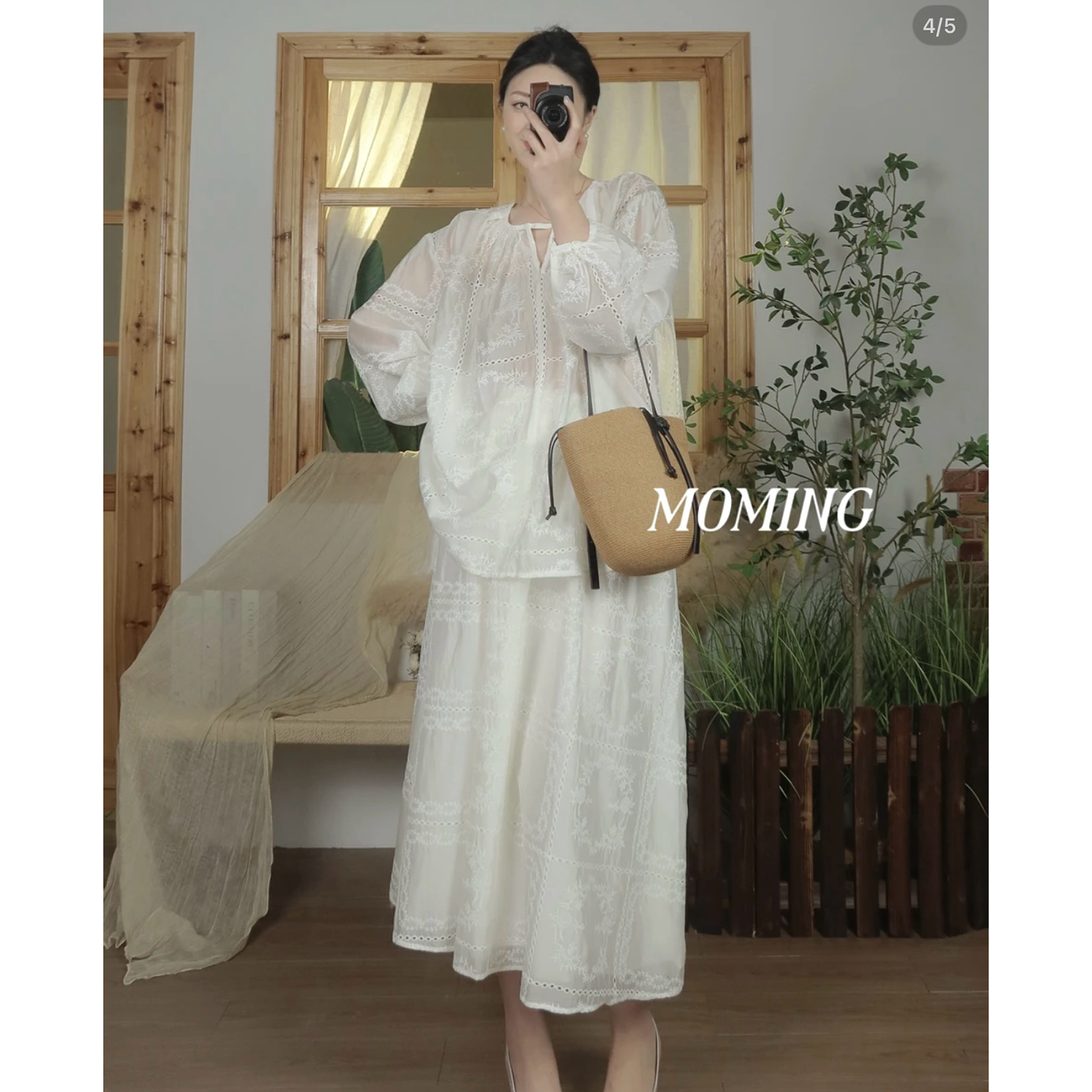 法式新中式套装少女感重工刺绣钩花镂空短袖衬衫上衣套装半身裙子