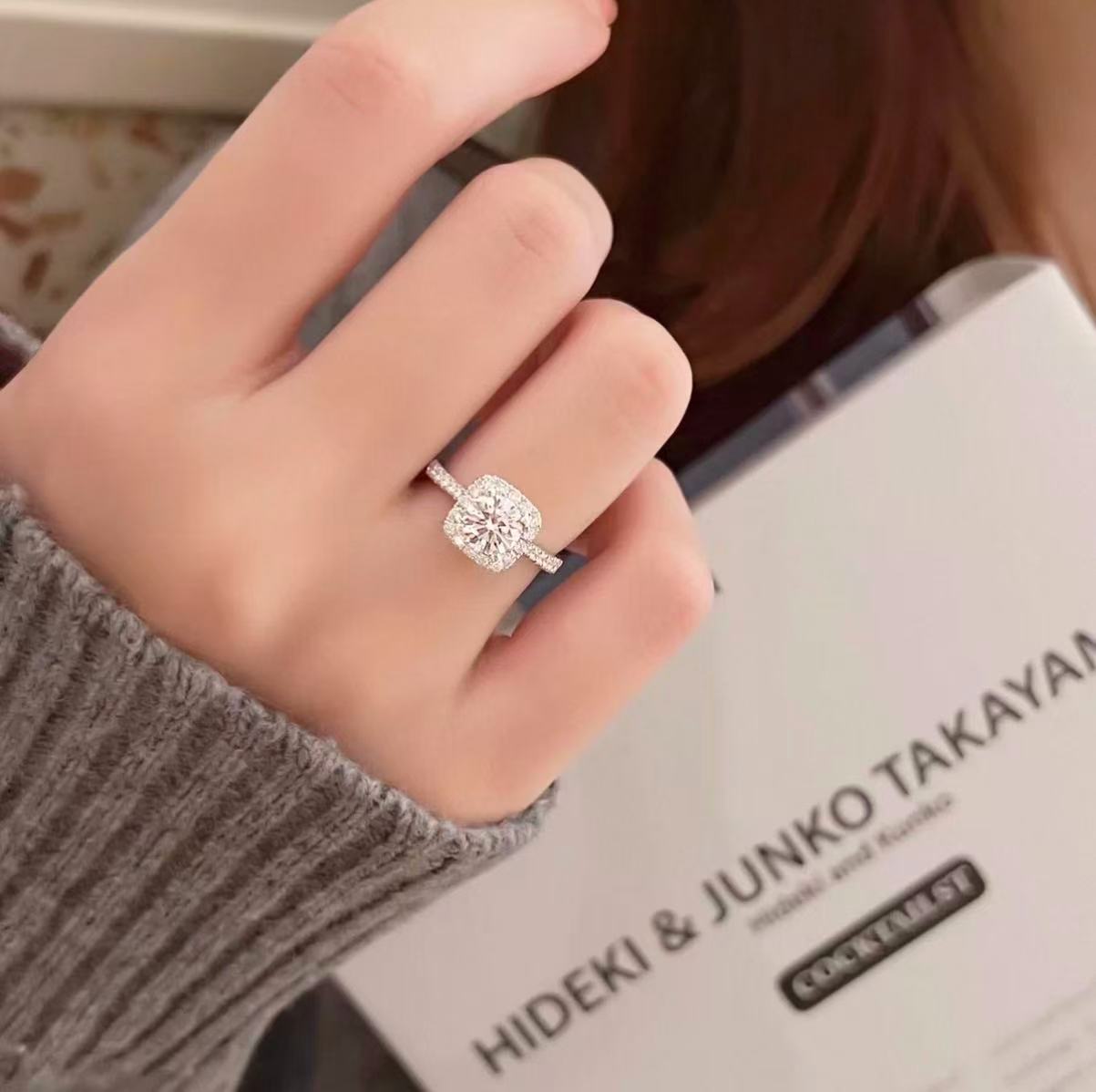 NFZX 豪华公主方包女戒闭口3.0ct