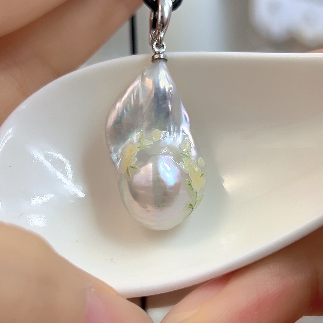 淡水珍珠银S925镶嵌颈饰