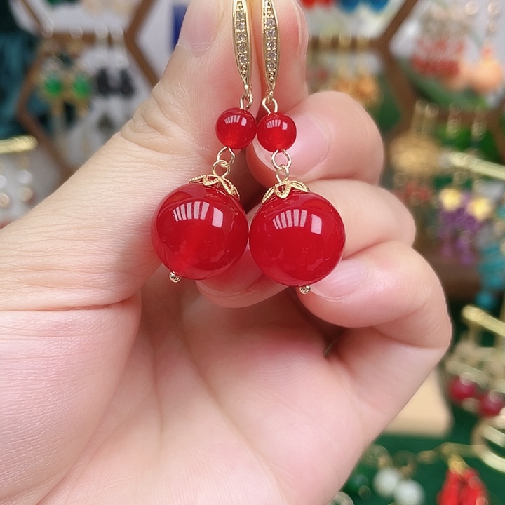 玛瑙/玉髓合金耳饰