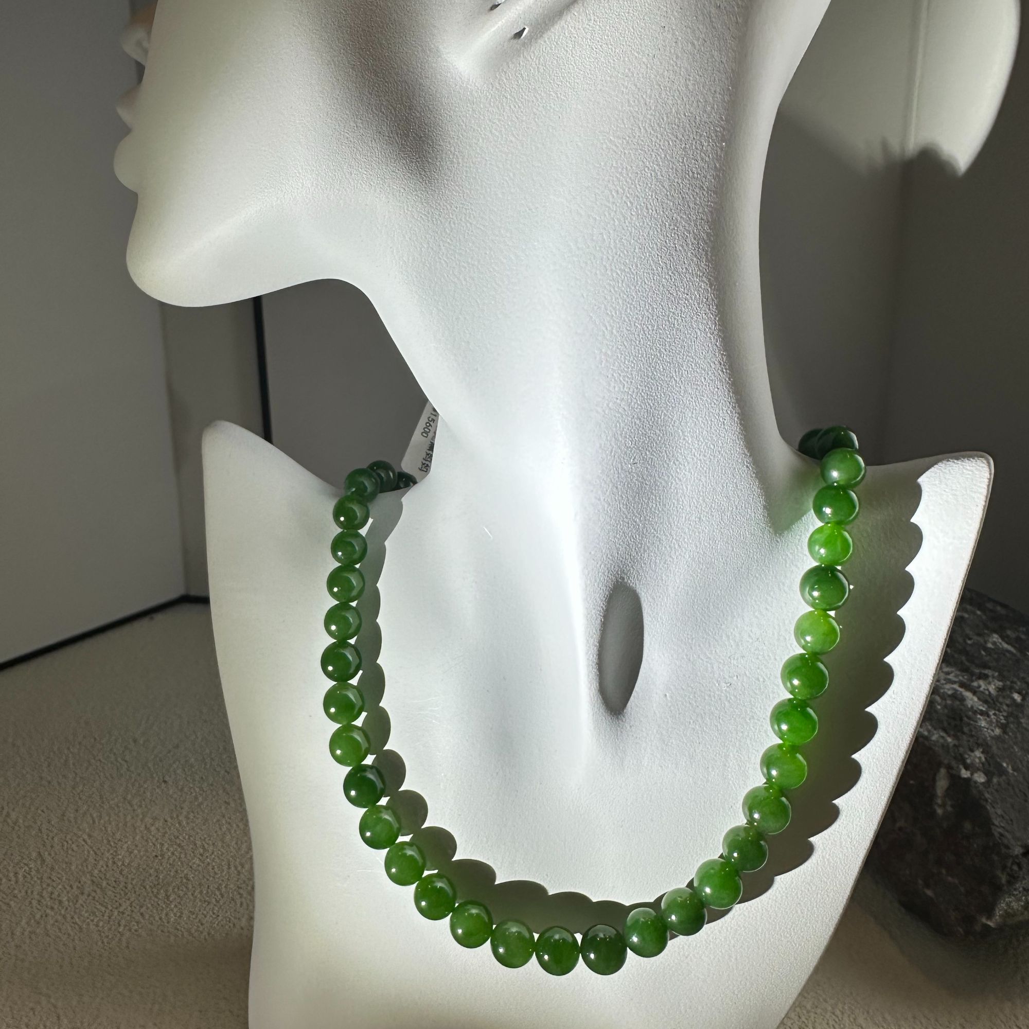 【V姐珠宝】GN91101 和田玉菠菜绿无黑妈妈链 10mm