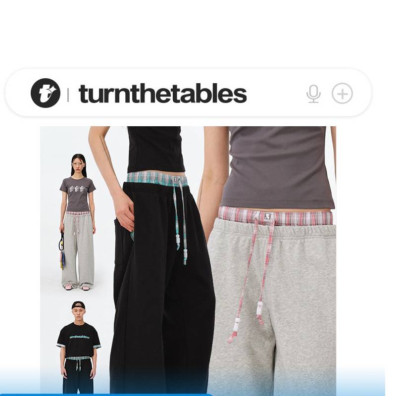 【25春季新品】Turnthetables格纹双腰头卫裤休闲裤