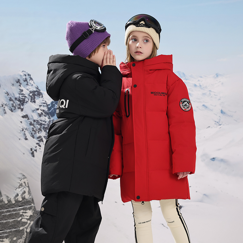 儿童羽绒服男童中长款加厚女童女宝宝2025新款洋气中大童冬装外套