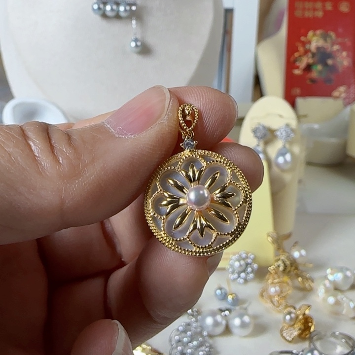 淡水珍珠吊坠项链带链子银S925镶嵌