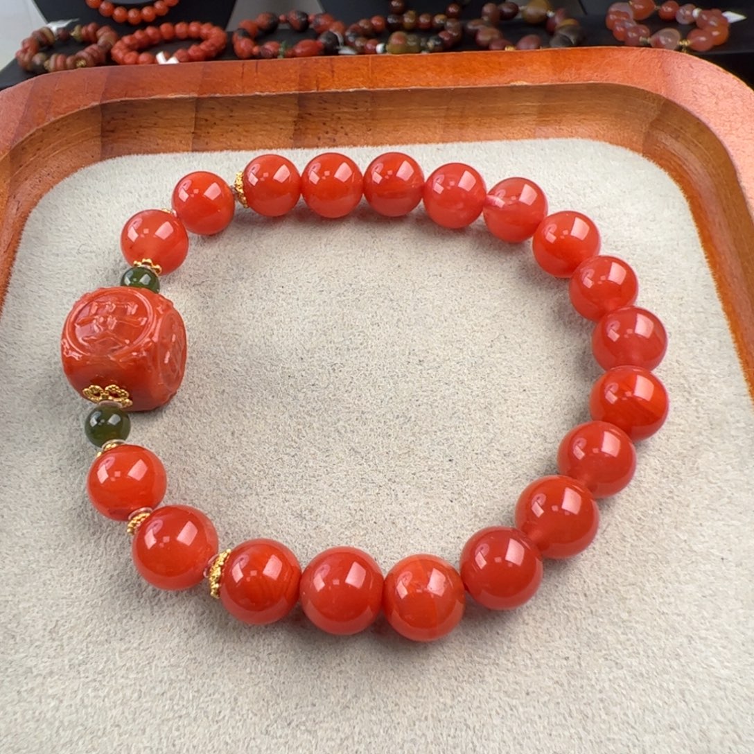 南红玛瑙未镶嵌（平安喜乐手串8mm