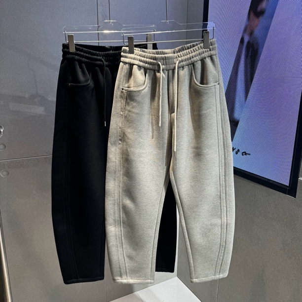 高品质冬季拼接直筒弯刀卫裤男士宽松百搭休闲裤6206