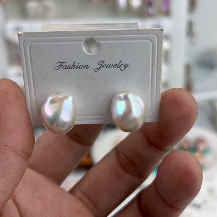 淡水珍珠耳饰银S925镶嵌若**花