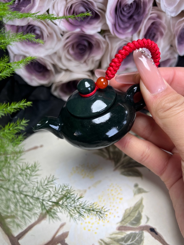 和田玉把把壶把件